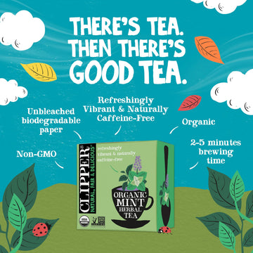 Clipper Tea Mint Herbal Teabags – Caffeine Free, USDA Organic, 200 Tea Bags, Great Hot or Iced, 50 Count (Pack of 4)