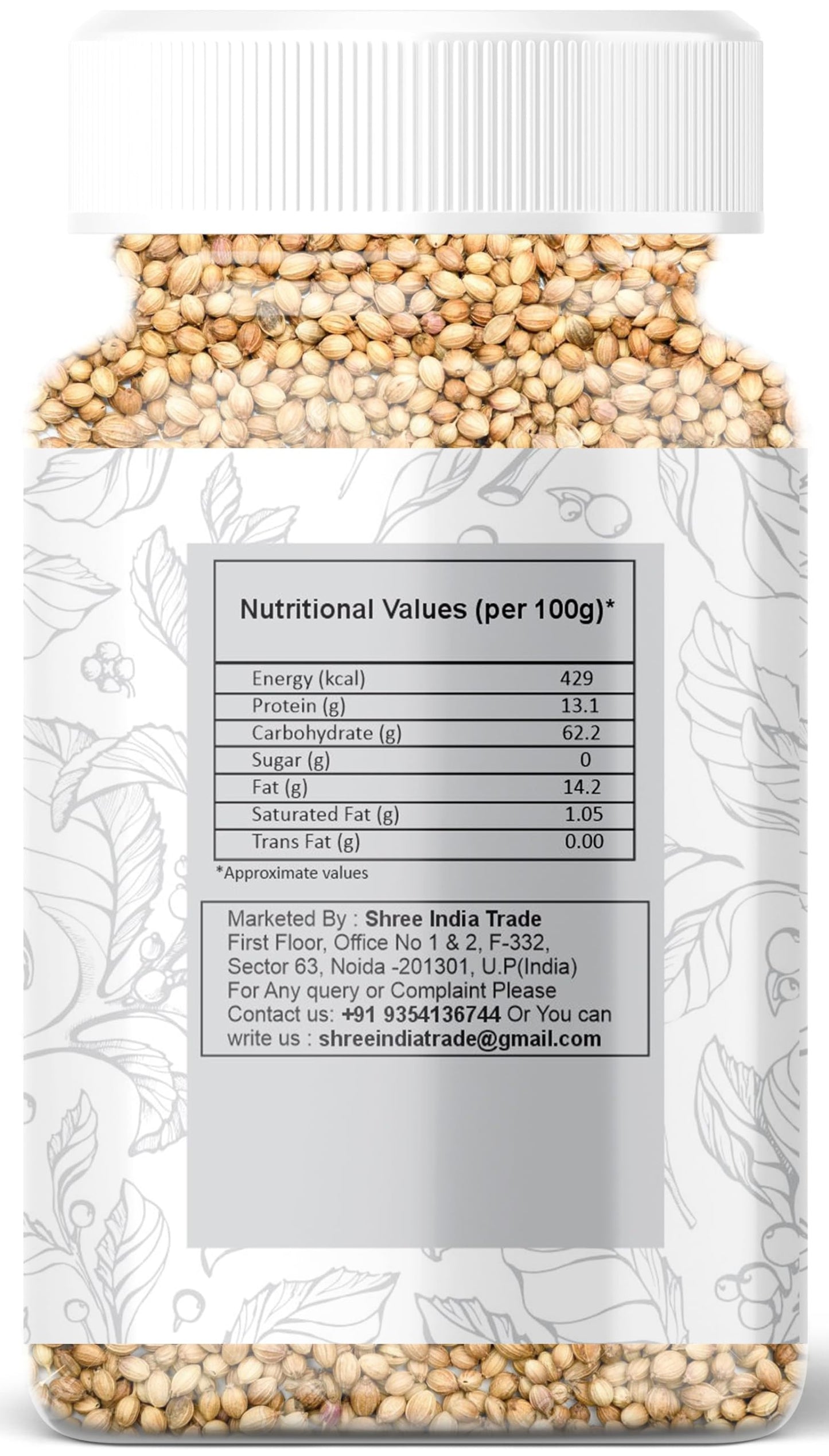 AYURVEDASHREE Coriander Whole (Indian Dhania) Spice 80gm PET Jar | All Natural | Salt-Free | Vegan | No Colors | | NON-GMO | Dha