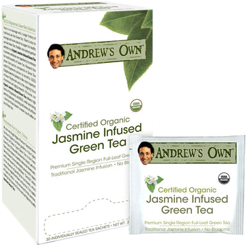 ANDREW LESSMAN Jasmine Infused Green Tea, 90 Sachets, Organic, High Polyphenols & EGCG, Mild Flavor, Caffeinated