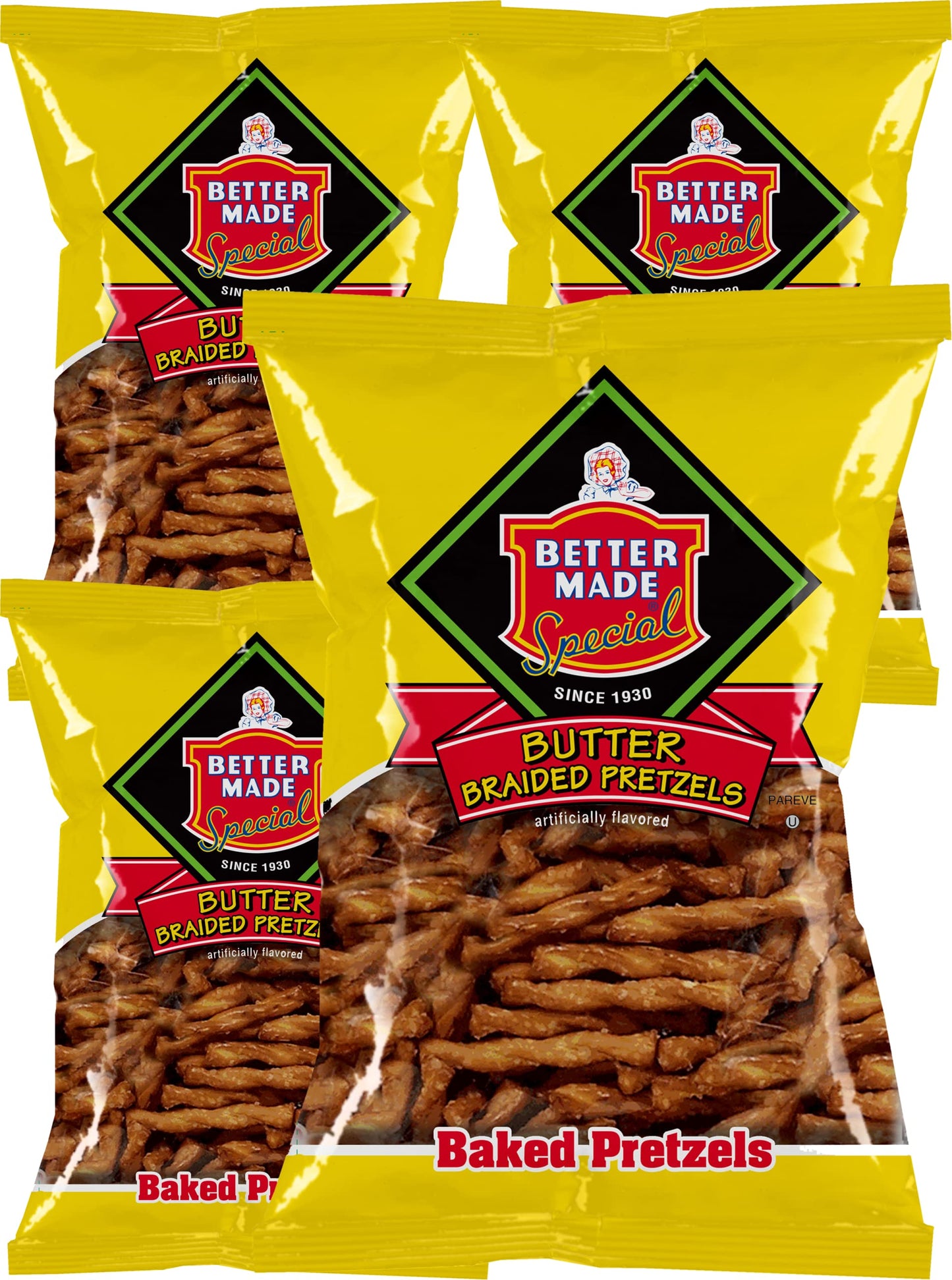 Better Made Baked Butter Braid Pretzels 12oz Bags - Snacks. Baked, Family Owned and Operated (BUTTER BRAID, 4PACK) - Healthy Bul