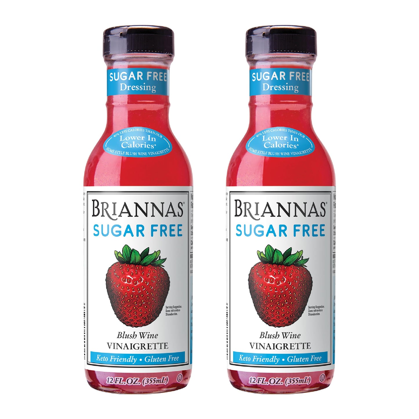 Briannas - Sugar Free Blush Beverage-Inspired Vinaigrette Dressing - Lower Calorie Salad Dressing Made With Top-Grade Ingredients - 12 Oz. Bottles - 2 Pack