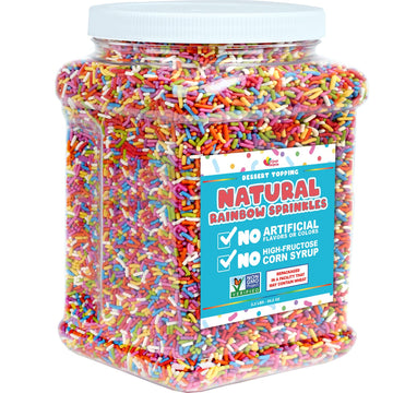 Dye Free Sprinkles - 2.2 Pounds - Rainbow Jimmies For Ice Cream - Vegan, No Artificial Dyes - Bulk Sprinkles - Non-Gmo