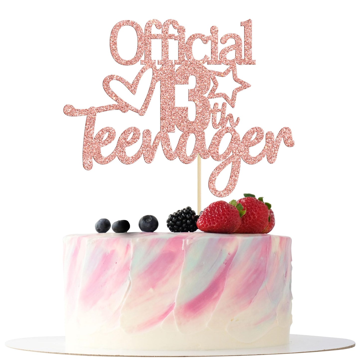 Gyufise Rose Gold Glitter Officially A Teenager 13 Cake Topper 13Th Birthday Cake Decorations 13Th Birthday Party Decorations Fo