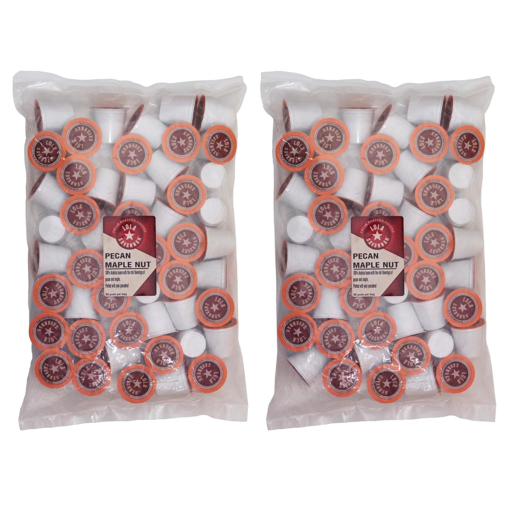 Lola Savannah Pecan Maple Nut Caffeinated Coffee Pods Flavored Coffee in Pod Shaped Containers, 100 Count