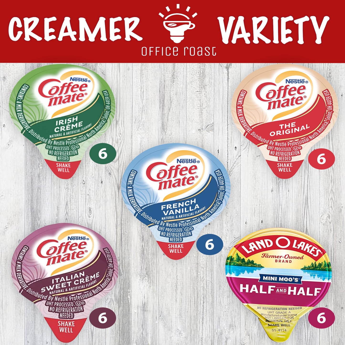 Variety Pack Creamers Liquid Creamer Singles | Gift Assortment Box | Coffee Cream, French Vanilla, Original, Irish Creme, Italia