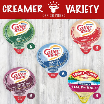 Variety Pack Creamers Liquid Creamer Singles | Gift Assortment Box | Coffee Cream, French Vanilla, Original, Irish Creme, Italia