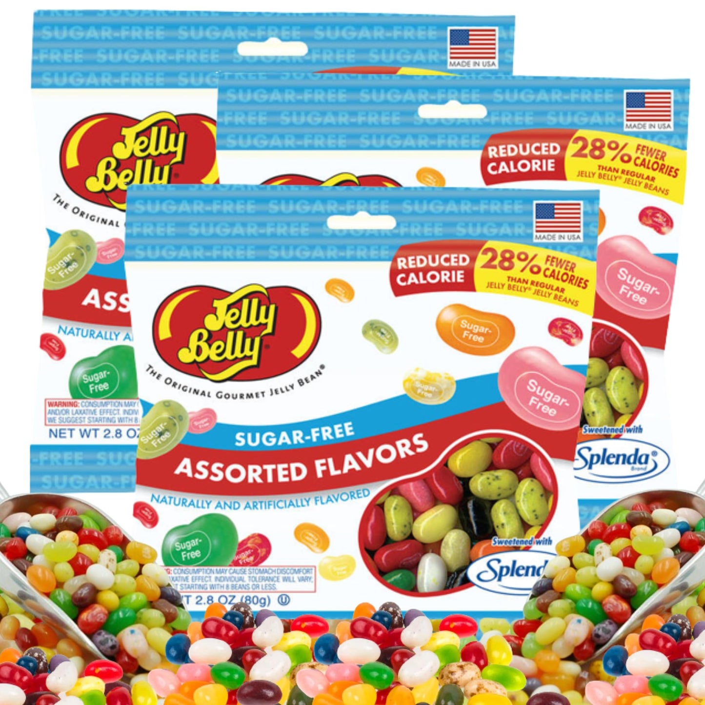 Jelly Belly Assorted Sugar Free Jelly Beans - Sugar Free Candy for Diabetics, Diabetic Candy - (Assorted Flavors, 3 Bags)