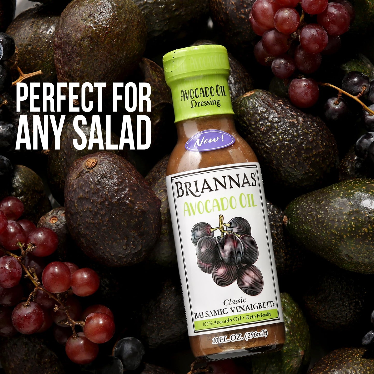Briannas - Avocado Oil Balsamic Vinaigrette Dressing - Nutrient Rich, Keto Friendly, Vegan Salad Dressing Made With 100% Avocado Oil - 10 Oz. Bottles - 2 Pack