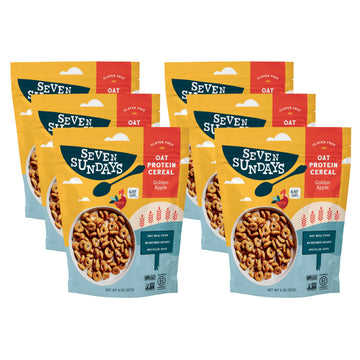 Seven Sundays Oat Protein Cereal, Golden Apple, 8 Oz Bag (Pack of 6), Gluten Free, 5g Upcycled Protein, 0g Refined Sugar, Crunch