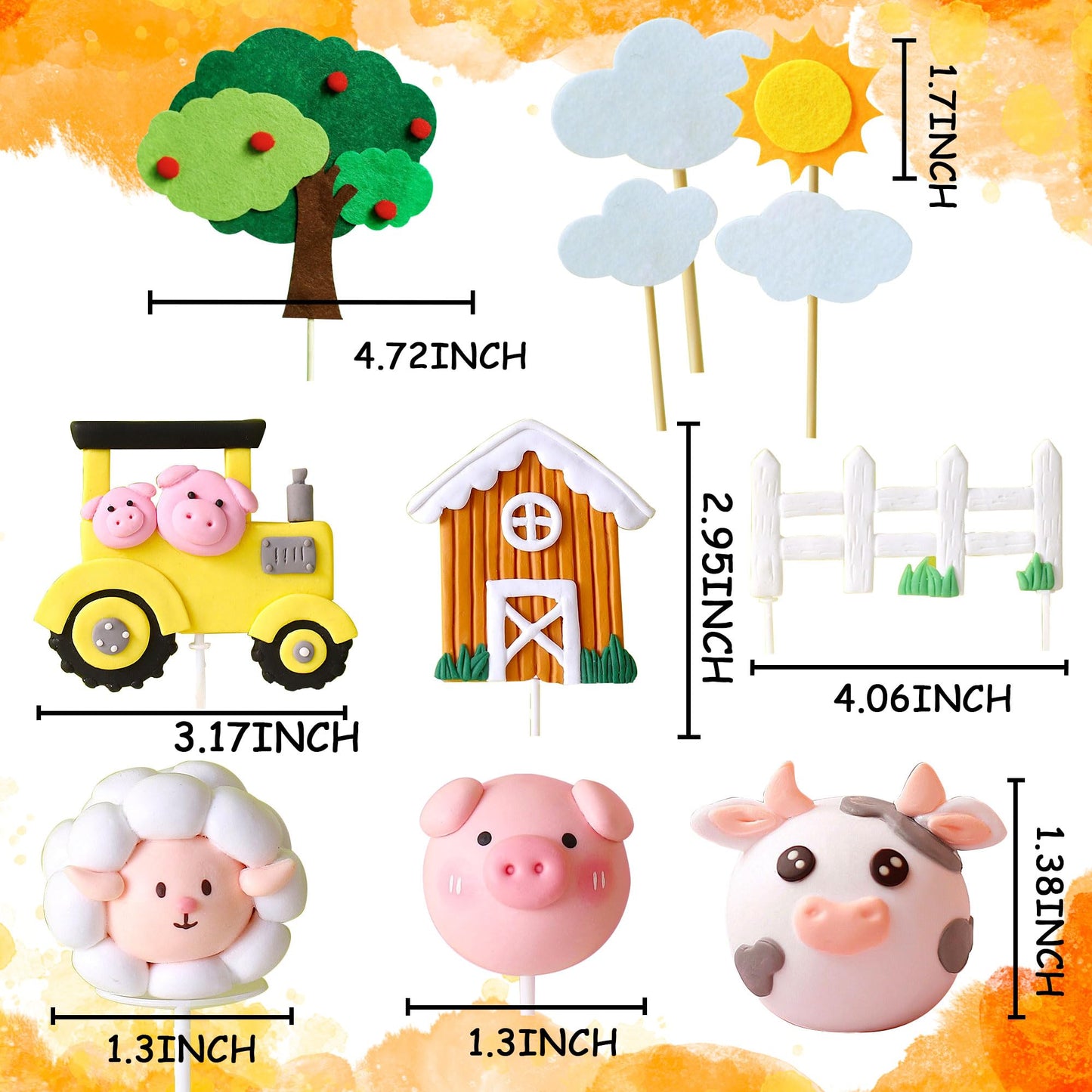 Jevenis Farm Animal Cake Decoration Sheep Cake Topper Farm Animal Birthday Decoration Cow Cake Decoration Pig Cake Topper For Fa