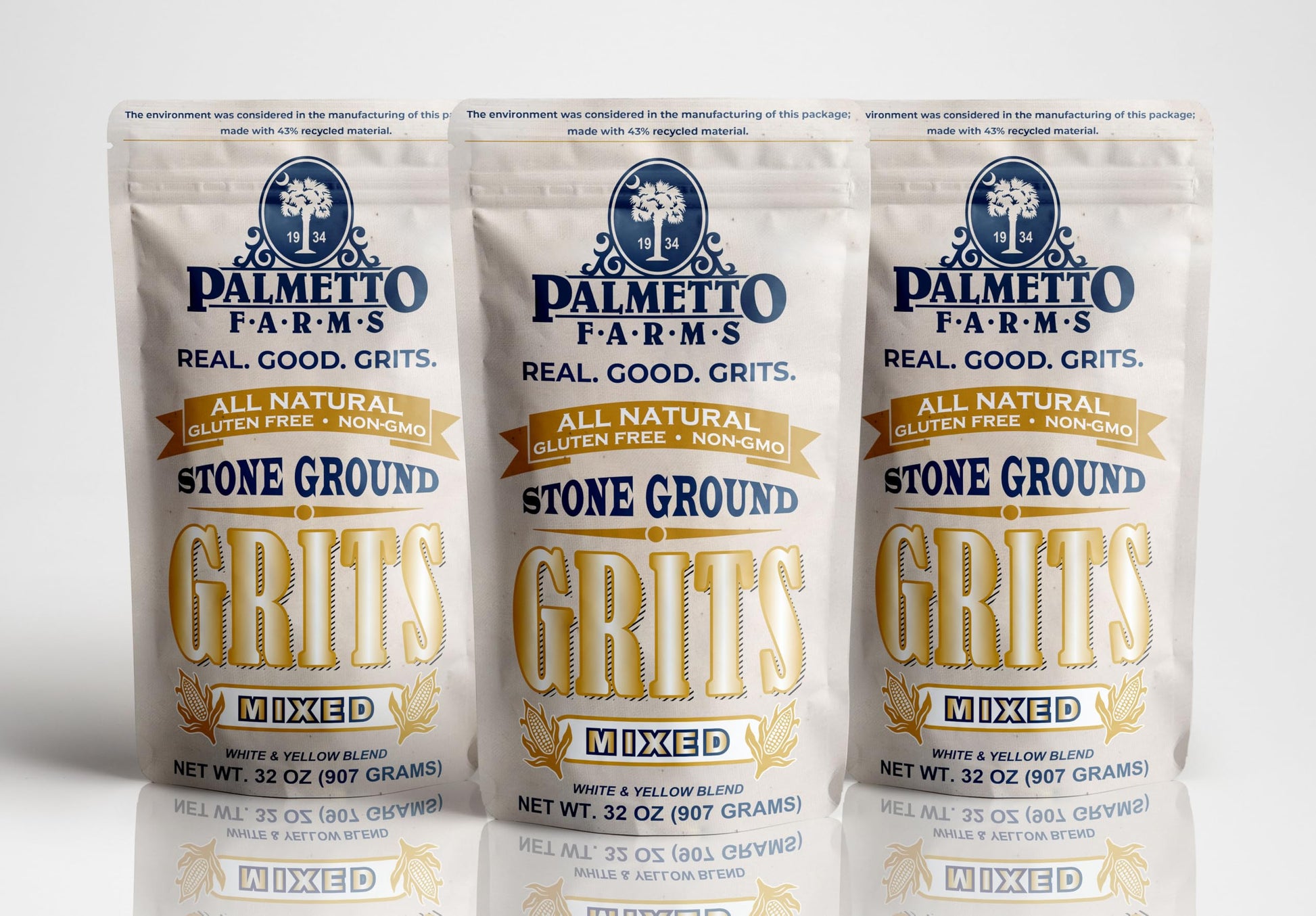 Palmetto Farms Mixed Grits 3 Pack - 2 Pound (Pack of 3) - Yellow and White Grits - Model S-PL-3113