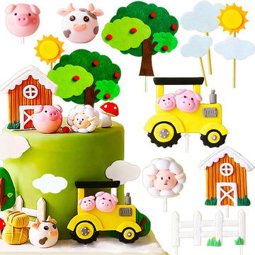 JeVenis Farm Animal Cake Decoration Sheep Cake Topper Farm Animal Birthday Decoration Cow Cake Decoration Pig Cake Topper for Fa