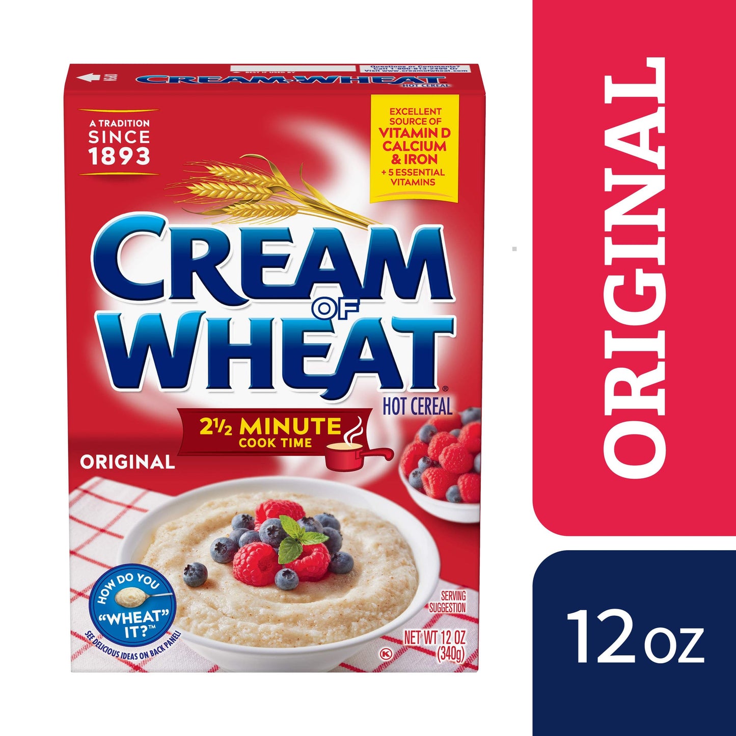 Cream of Wheat Original Stove Top Hot Cereal, 2 1/2 Minute Cook Time, 12 Ounce (Pack of 24)