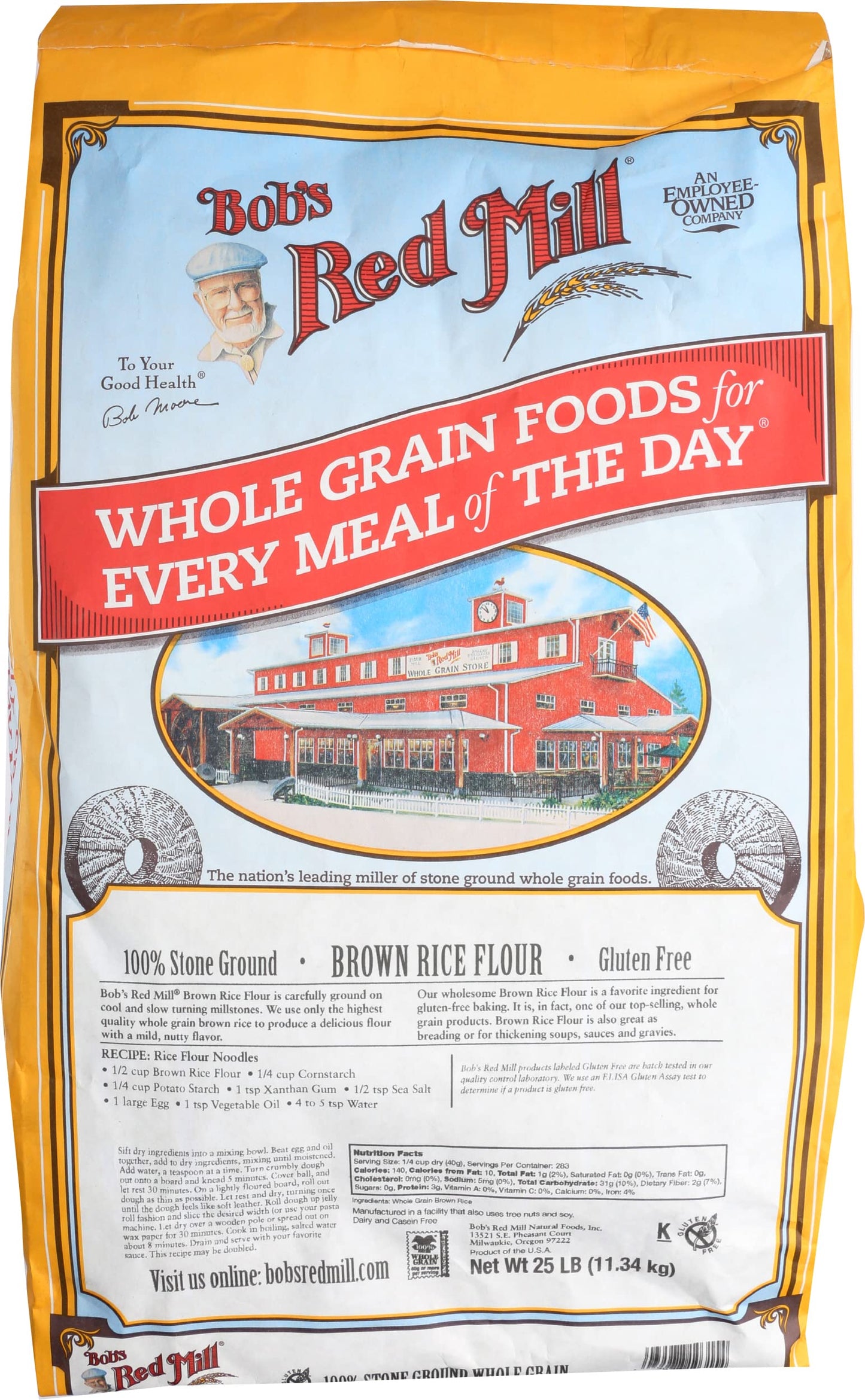 Bobs Red Mill Flour Rice Brown 25 LB (Pack of 1)