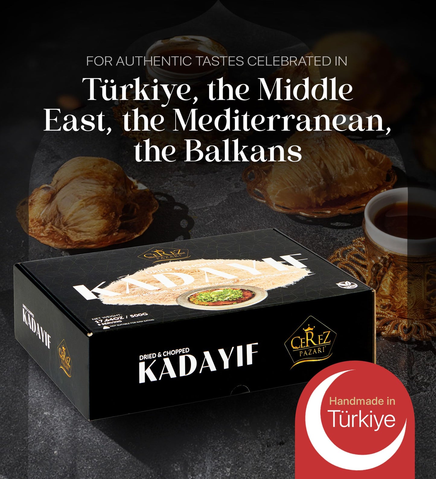 Cerez Pazari Kataifi Shredded Fillo Dough 1.1 lb. Shredded Phyllo Dough  Kadayif Ingredient For Dubai Chocolate Bar Pistachio  Raw  Dried  Chopped Kataifi Pastry  Knafeh  Kunafa