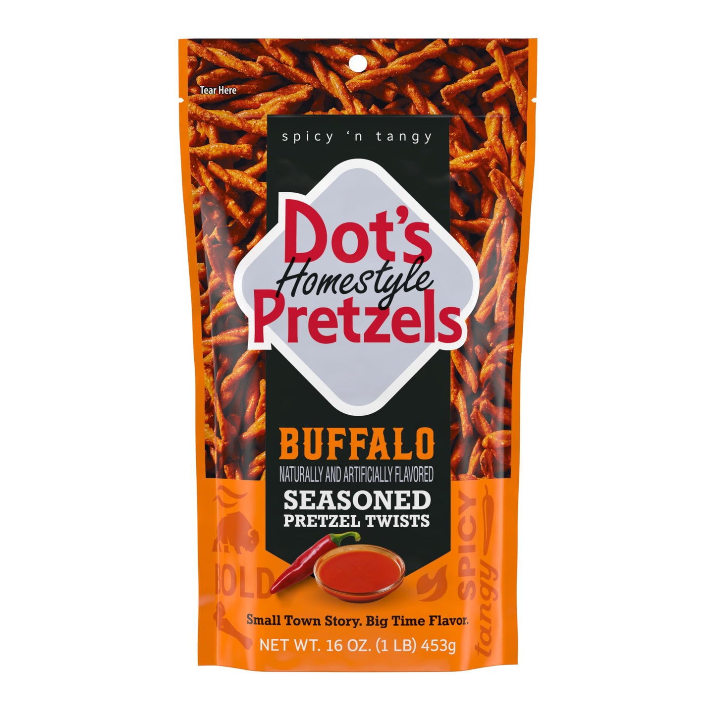 Dots Homestyle Pretzels Buffalo Seasoned Pretzel Twist Snack  16oz Grocery Sized Bag