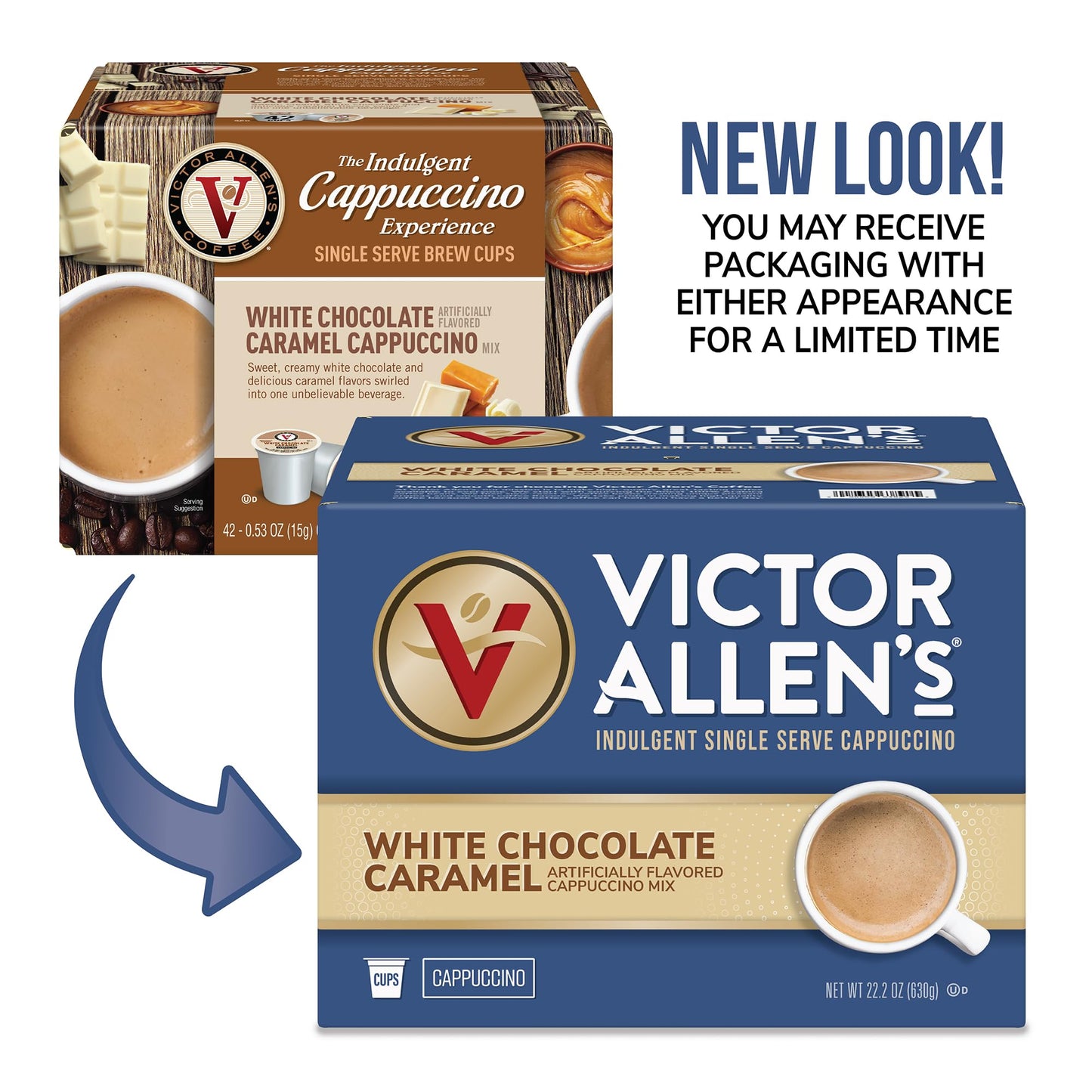 Victor Allens Coffee Flavored Cappuccino, White Chocolate Caramel, 42 Count, Single Serve Cups for Keurig K-Cup malt-inspired