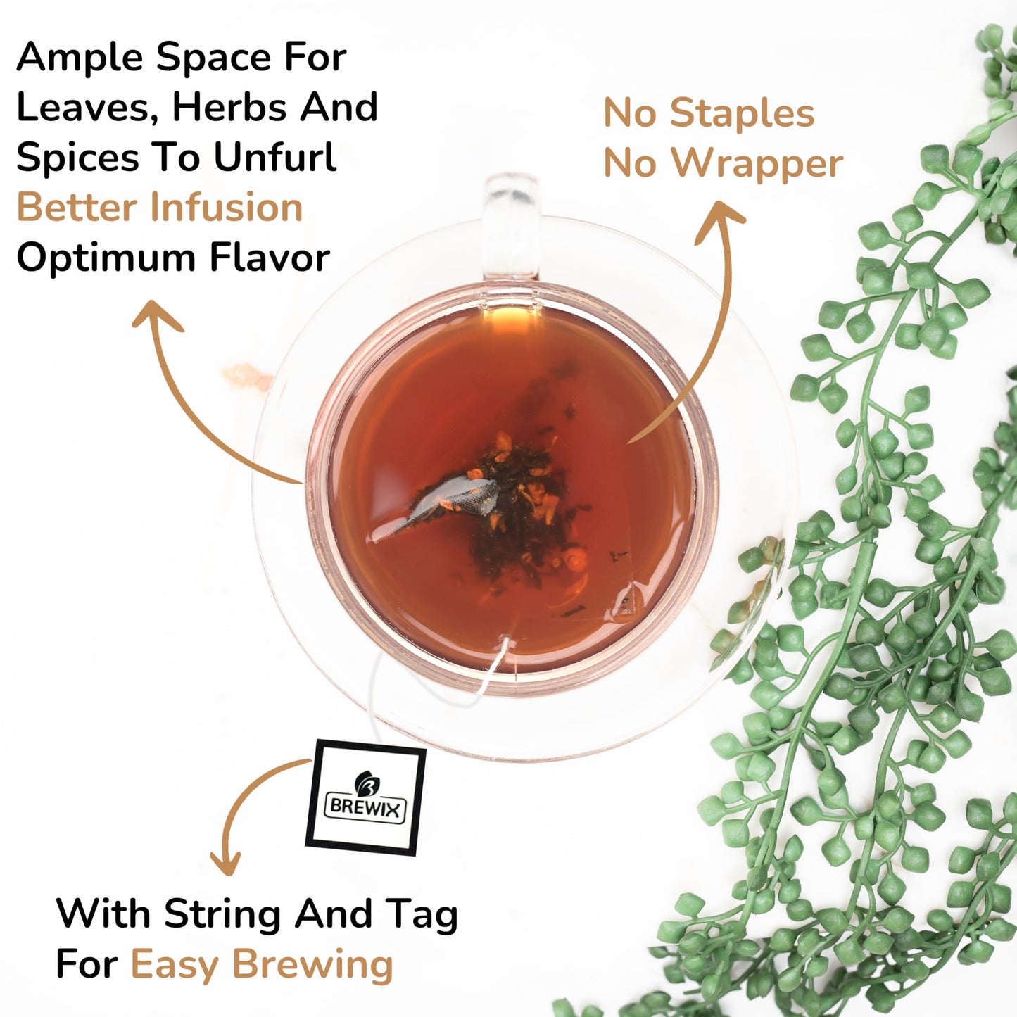 BREWIX Vanilla Spiced Chai Tea - High Caffeine, Gluten Free, 25 Pyramid Tea Bags