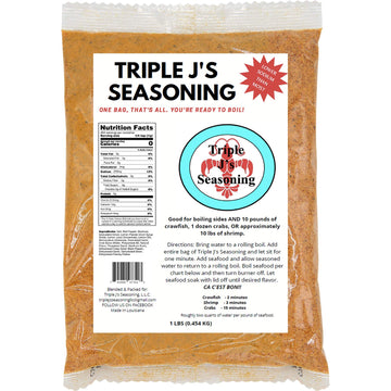 Triple J's Authentic Louisiana Crab Boil Seasoning - 1lb Seafood Boil Booster for Shrimp, Crawfish, & Crab | Bold Cajun Flavor f