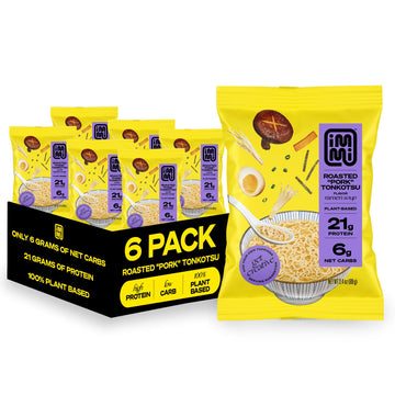 Immi Roasted ''Pork'' Tonkotsu Ramen, 100% Plant Based, Keto Friendly, Low Carb, High Protein, Packaged Noodle Meal Kit, Ready T