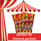 Mini Carnival Lollipop Packs, Shareable Individually Wrapped Traditional Multi Colored Swirl Pops, Candy Accessory Included, 7 L