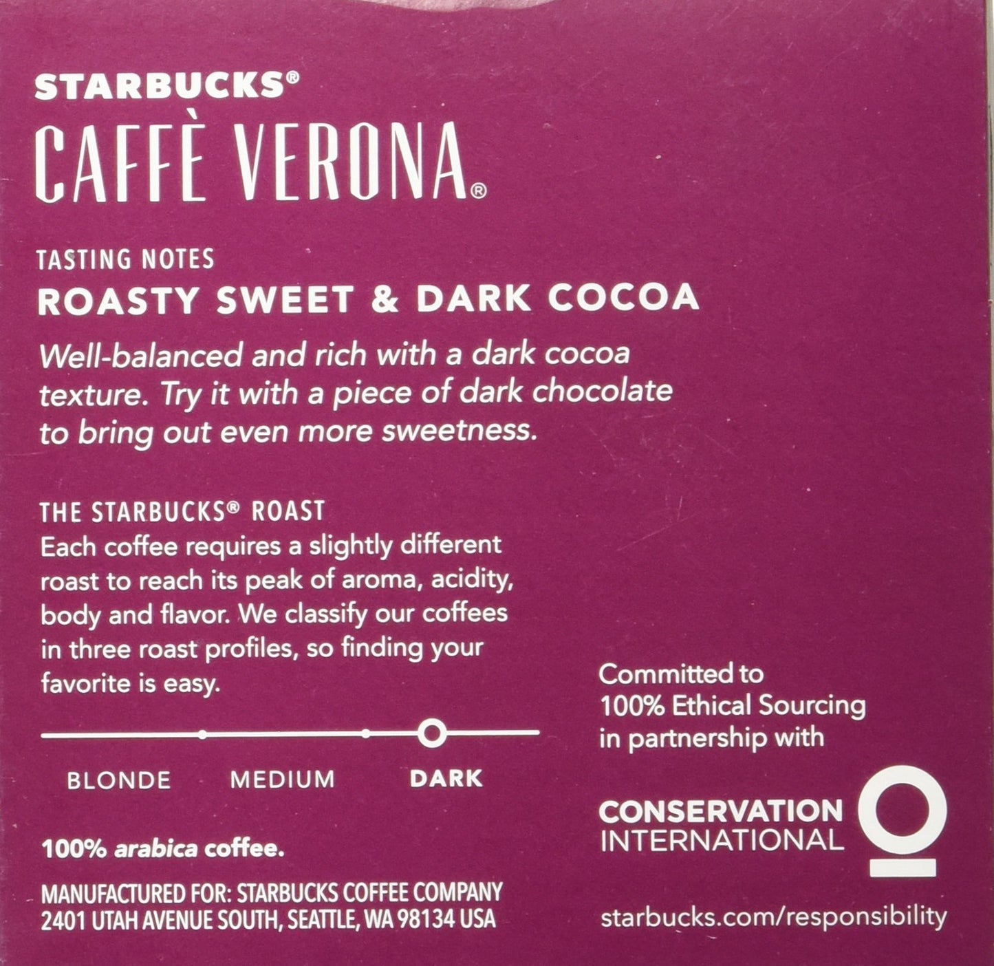 Starbucks K-Cups Caffe Verona K-Cups Caf Verona, 10 Ct (Pack Of 6)