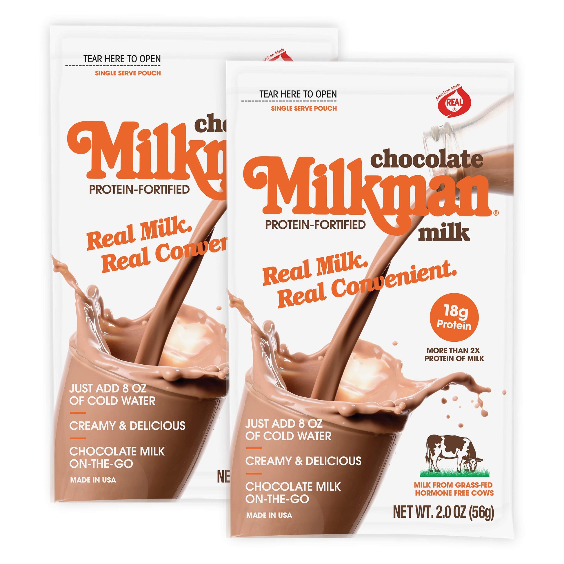 Milkman Chocolate Milk Powder - Dry Milk Powder with 18g Protein - Shelf Stable, Hormone Free - 2 Ounce (Pack of 2)