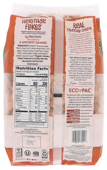 Nature'S Path Organic Heritage Flakes Cereal, 32 Oz Eco Pac Bags