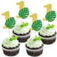 24 Pcs 1St Birthday Cupcake Toppers Glitter Numer 1 Palm Leaf Cupcake Picks Wild One Baby Shower Kids 1St Birthday Party Cake De