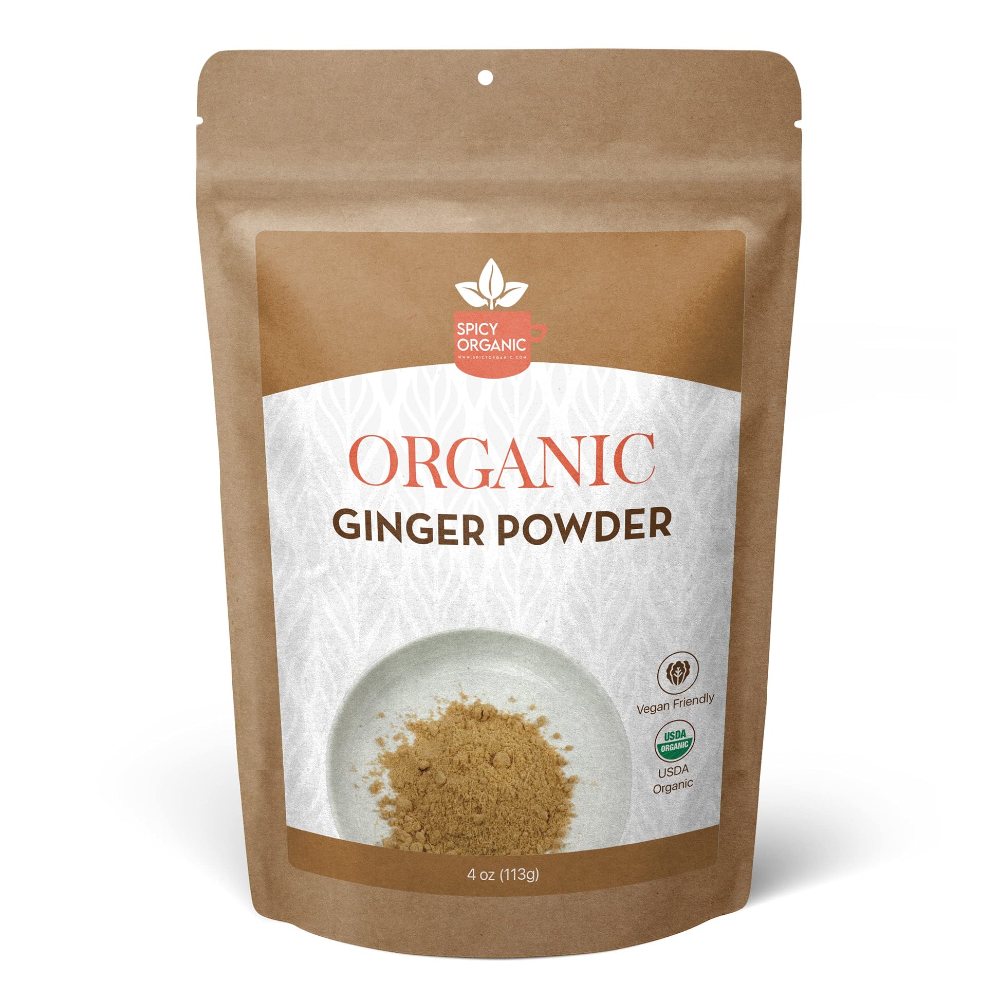Spicy Organic Ginger Root Powder - 4 Oz. - Freshly Ground From Raw, Indian Ginger, Dried Spice For Baking, Beverages And Cooking