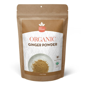 Spicy Organic Ginger Root Powder - 4 Oz. - Freshly Ground From Raw, Indian Ginger, Dried Spice For Baking, Beverages And Cooking
