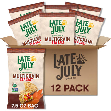 Late July Multigrain Sea Salt Tortilla Chips Snacks, Made with A Blend of Grains & Seeds, Vegan, Kosher, USDA Certified Organic,