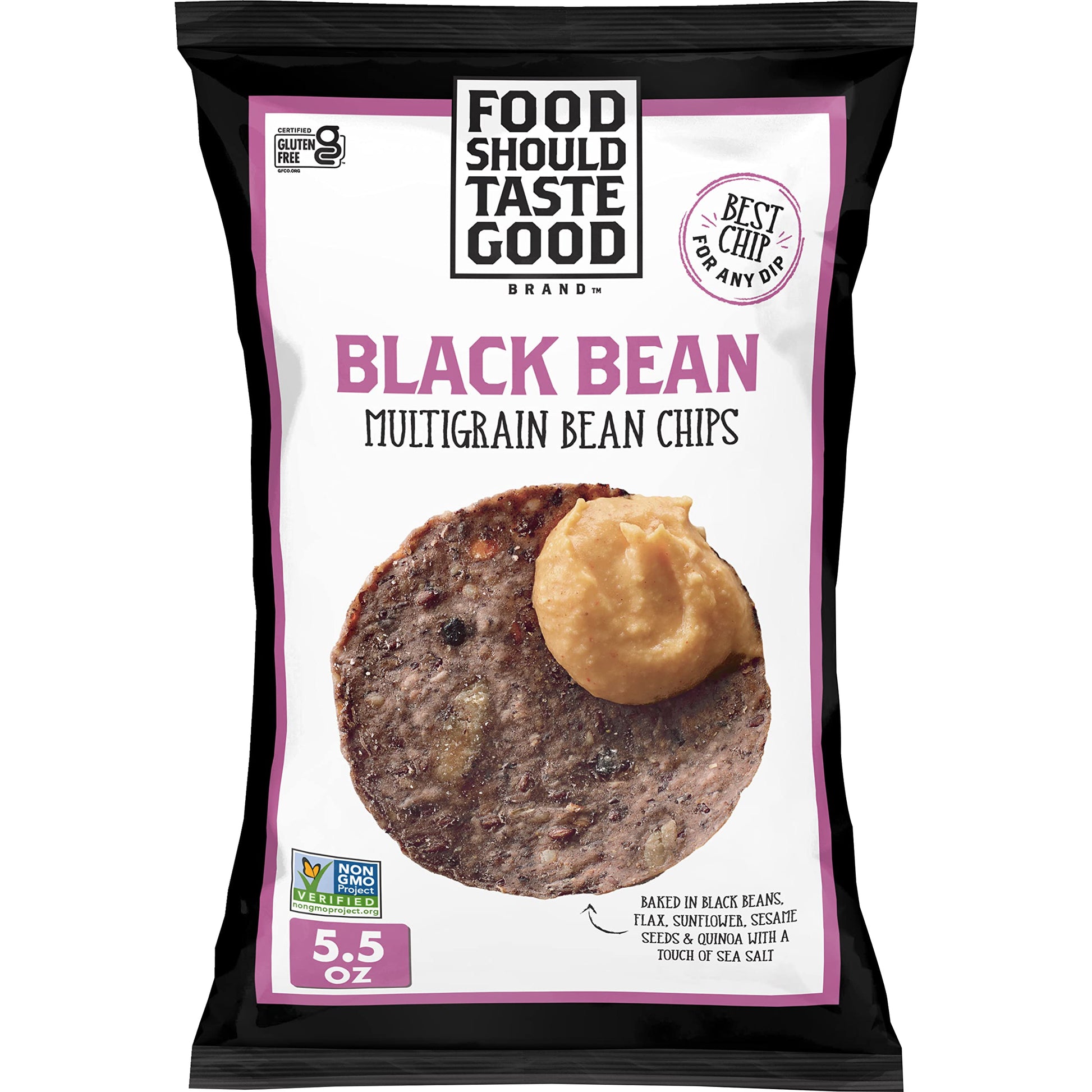 Food Should Taste Good Tortilla Chips Gluten Free non-GMO Black Bean Multigrain 5.5 oz Bag