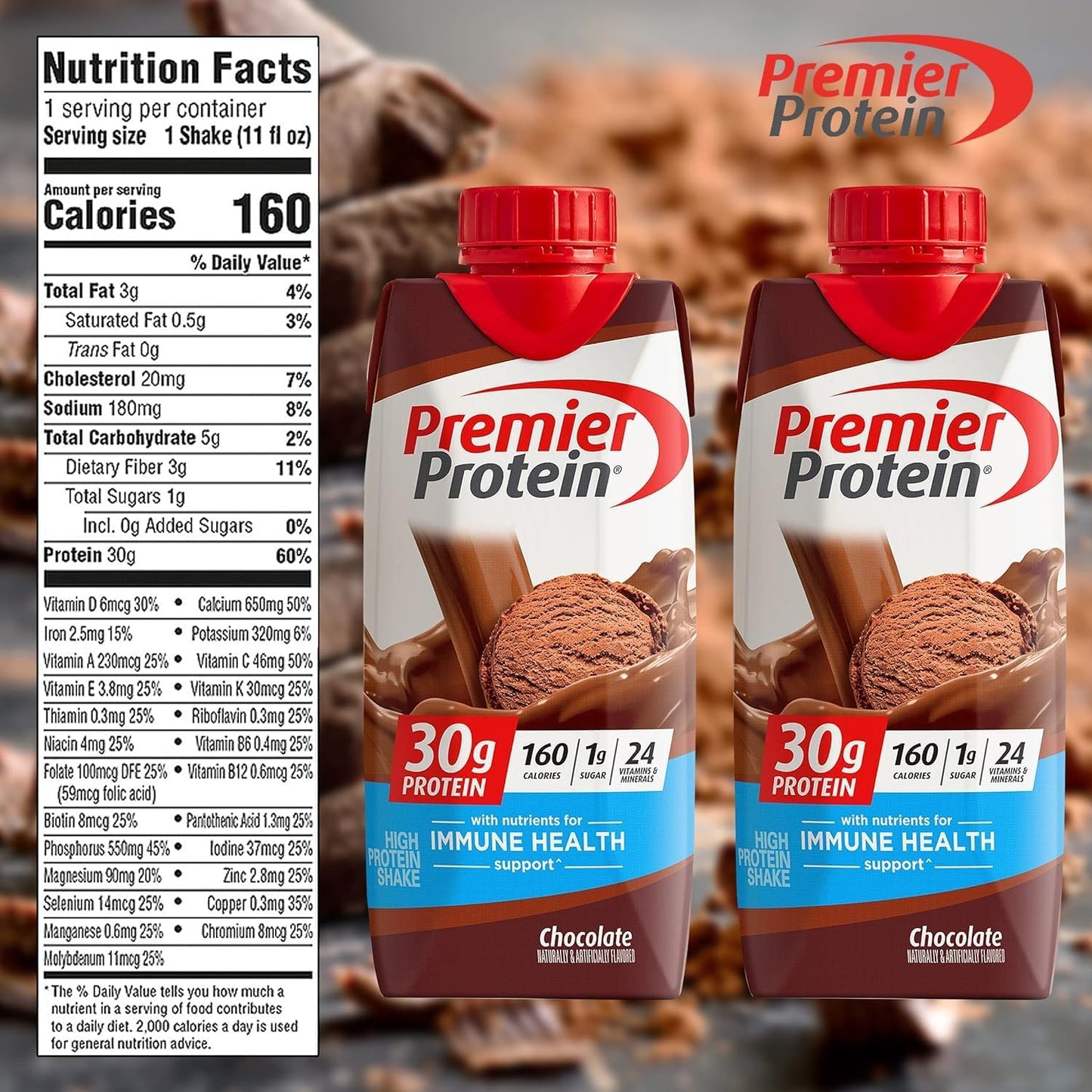 Premier Protein 30g Protein Shake, Chocolate, 11 Fl Oz, Pack of 12, The Award Box