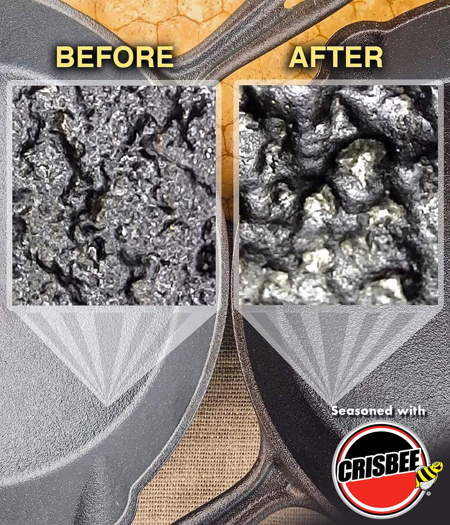 Crisbee Rub Cast Iron Seasoning Oil - 6.6 cm - Made in USA - Non-Stick Sreduceet Conditioner