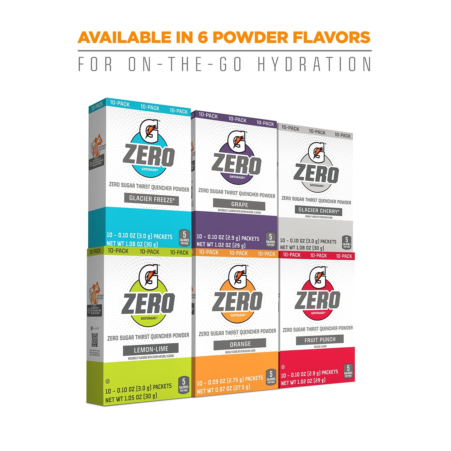 Gatorade G Zero Sports Drink Mix Powder Packets, Lemon Lime, Electrolyte Powder Drink Mix for Hydration, Zero Sugar, Total 120 P