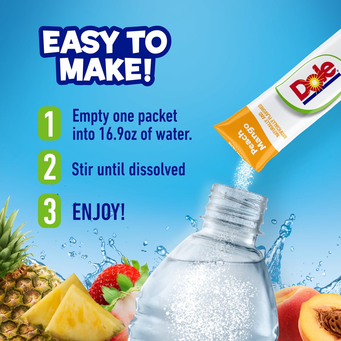 Dole Peach Mango- Powder Drink Mix - Sugar Free & Delicious, Makes 72 Flavored Water Beverages
