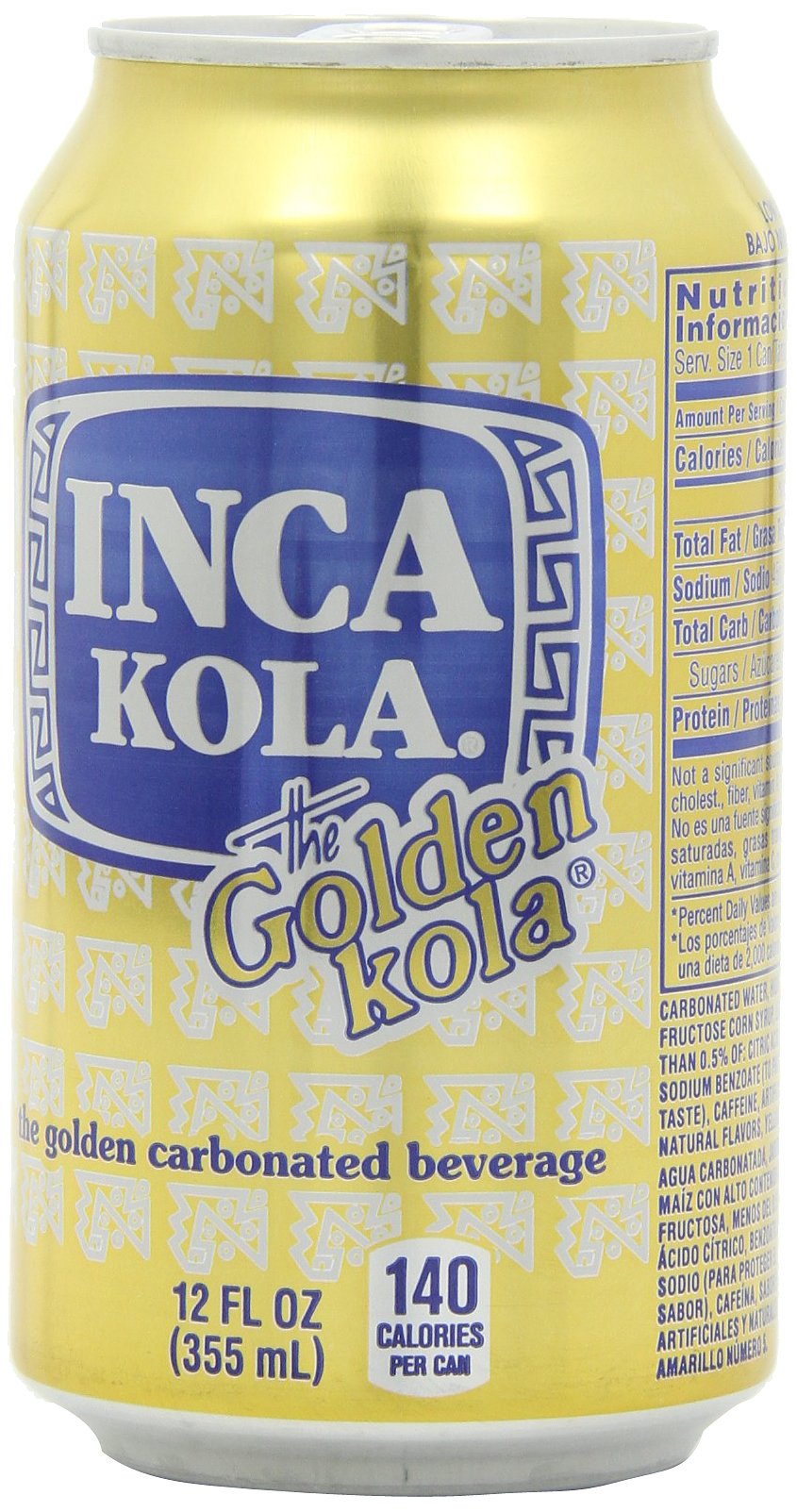 Inca Kola Golden Carbonated Beverage Soda - La Kola Dorada - 12 Oz Cans - 24Pk