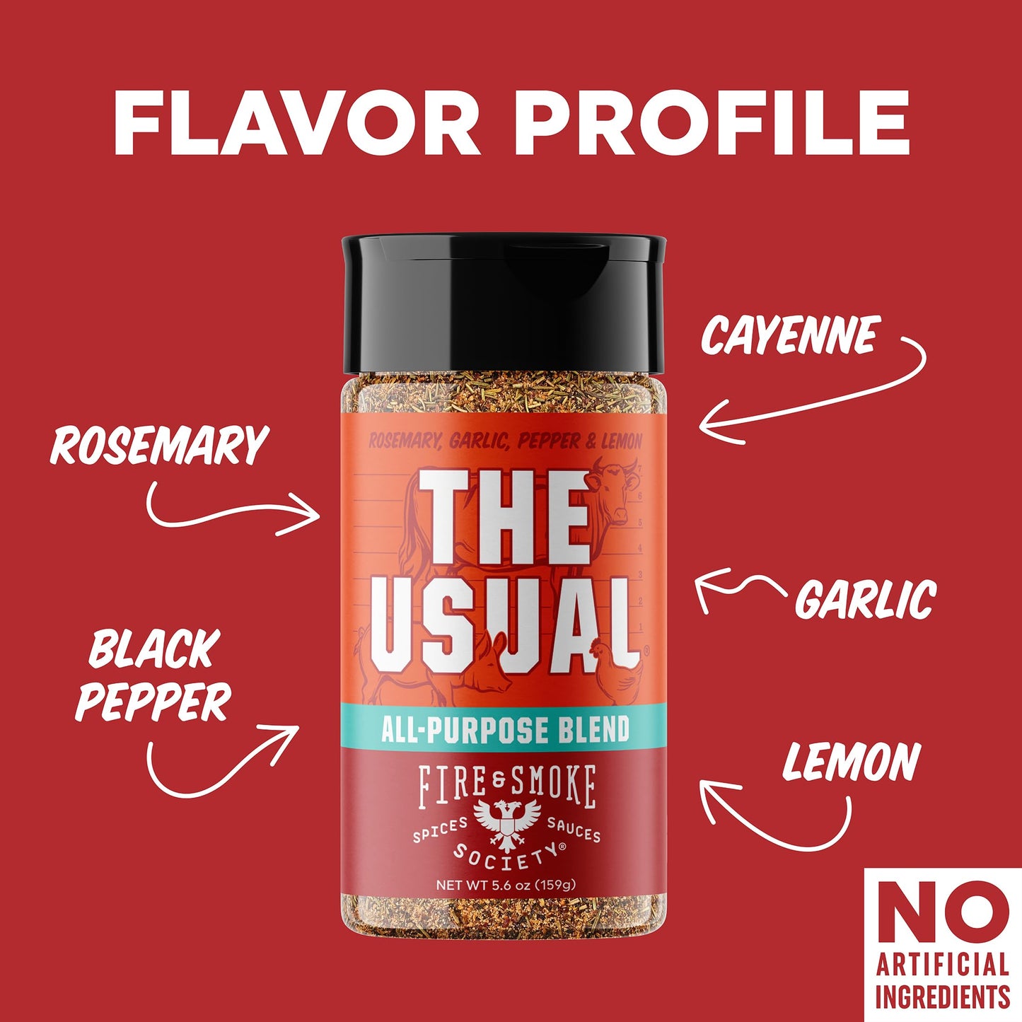 Fire & Smoke Society BBQ Seasoning Rub for Chicken, Pork, Burgers - 5.6 oz Pack