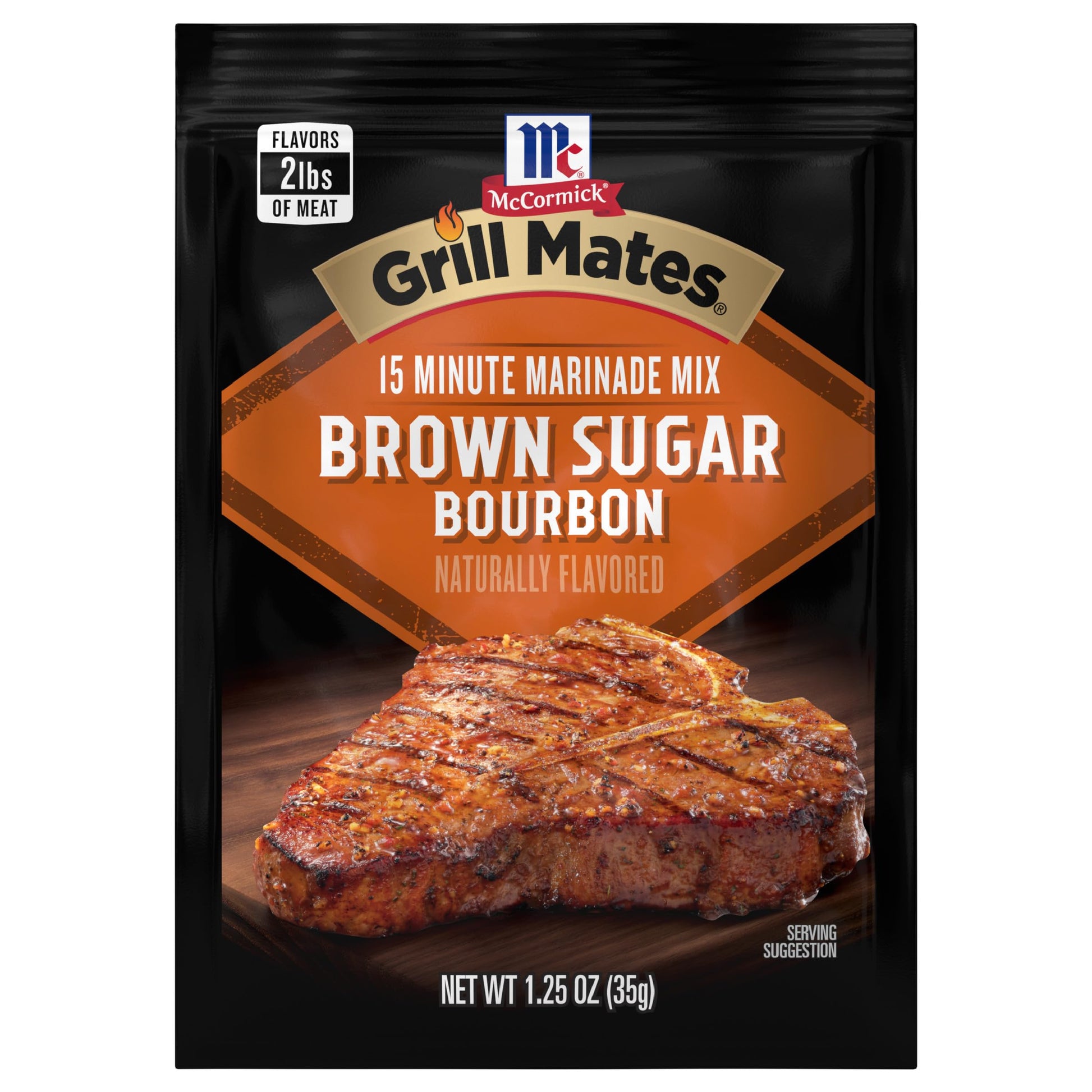 McCormick Grill Mates Brown Sugar Bourbon Marinade Mix, 1.25 oz, Ideal for Grilling and Marinating, Pack of 1