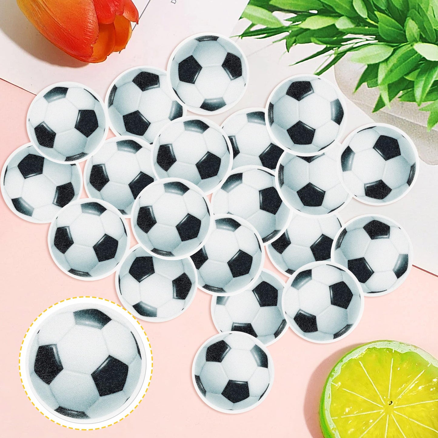 48 Pcs Edible Soccer Ball Cupcake Toppers Wafer Paper Soccer Cupcake Picks Edible Football Cupcake Decorations For Sports Soccer
