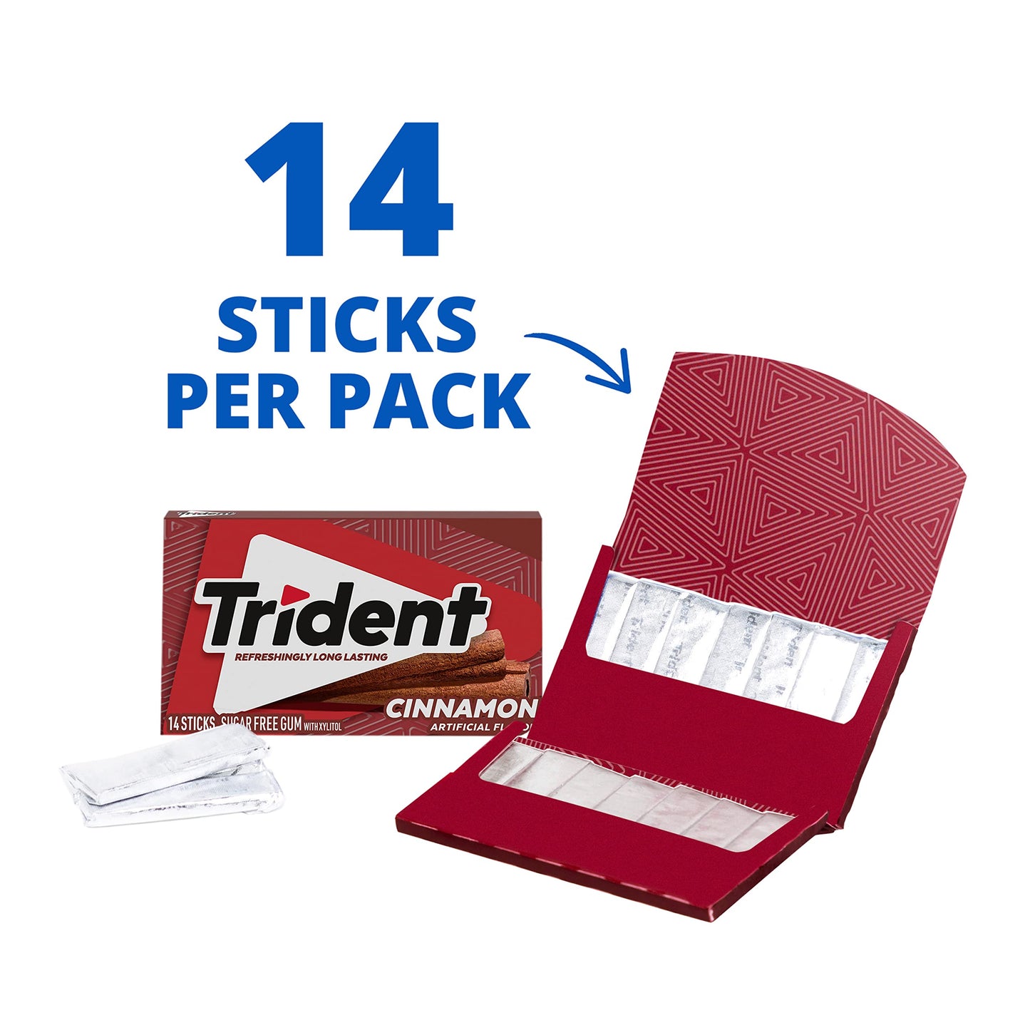 Trident Cinnamon Sugar Free Gum, 14 Count (Pack of 24), Model -092021-v5