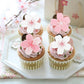 ZHUOWEISM 60 PCS Pink Edible Cherry Blossoms Flowers Cake Decorations, Wafer Paper Cupcake Toppers for Baby Shower & Birthday Party