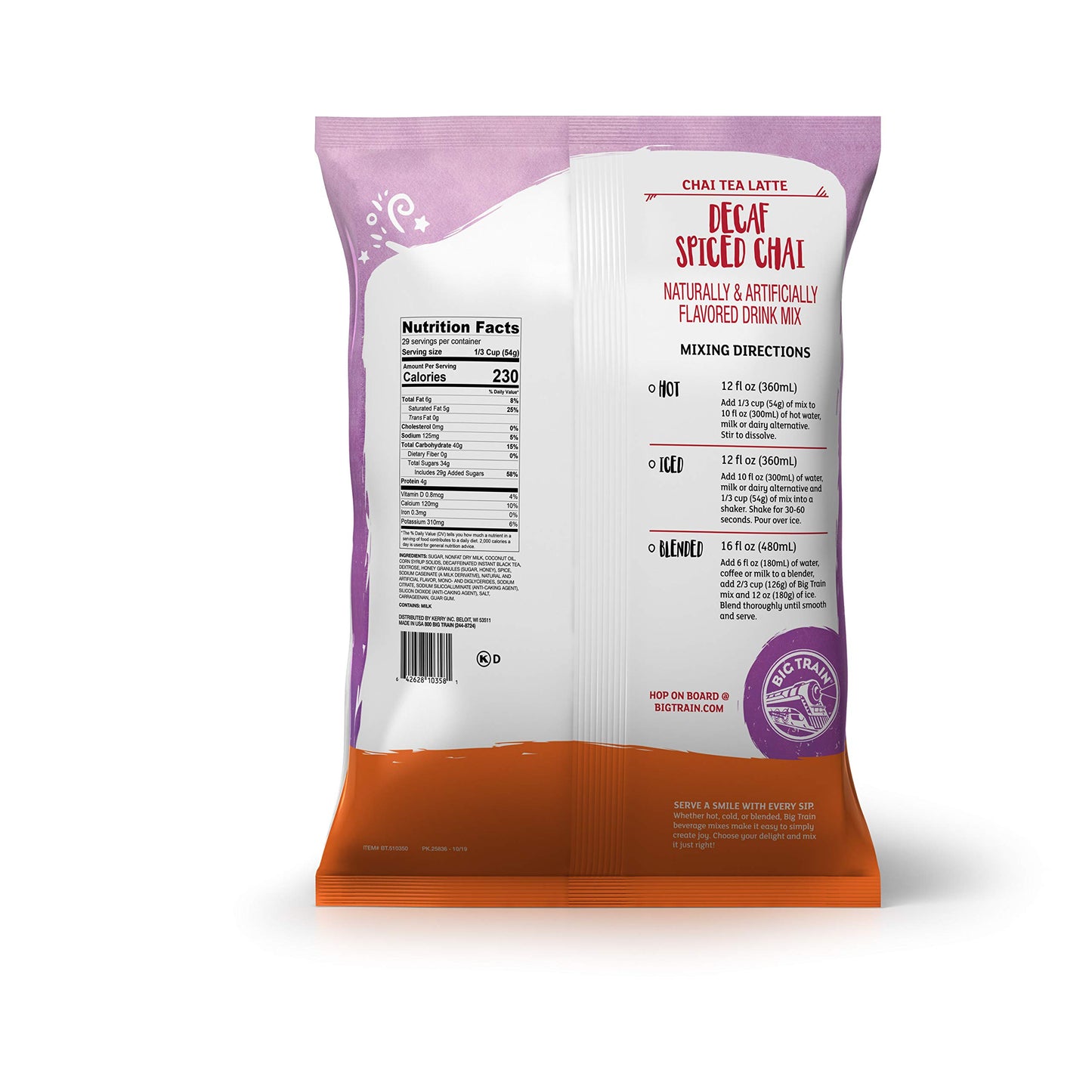 Big Train Decaf Spiced Chai Tea Latte Beverage Mix, 3.5 Pound (Pack Of 1)