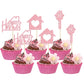 Gyufise Cupcake Toppers - 24 Pack Glitter Key Housewarming Picks, Pink, Paper, Model ZN0169-1-P