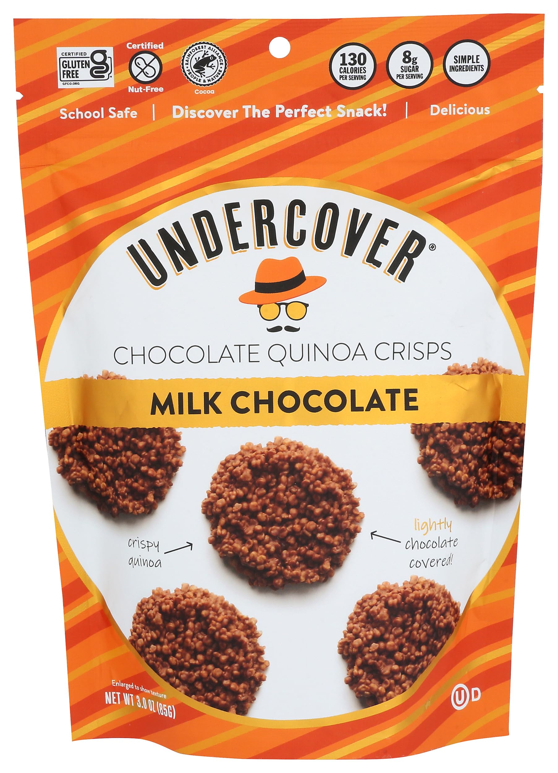 4465018-UNDERCOVER CHOCOLATE CO Milk Chocolate Quinoa Crisps, 3 OZ (Pack of 12)
