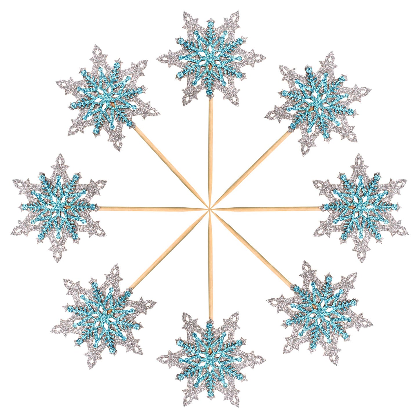 Ercadio 24 Pack Snowflake Cupcake Toppers Double Layers Silver And Blue Winter Theme Cupcake Picks Baby Shower Kids Birthday Party Christmas Cake Decorations Supplies