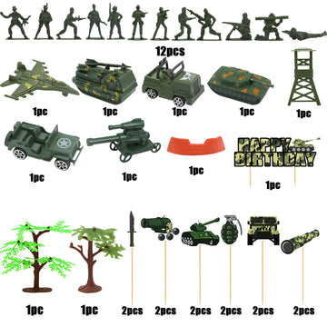 35Pcs Camo Cake Cupcake Toppers Camouflage Cake Decorations Army Military Party Supplies With Camo Happy Birthday Cake Topper Ar