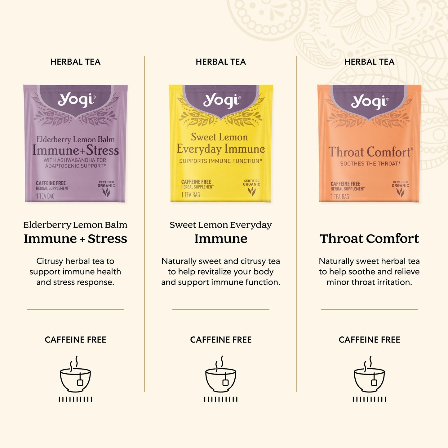 Yogi Organic Sampler Gift Box - 5 Tea Bags per Flavor, 9 Herbal Teas, Caffeine-Free Variety Pack