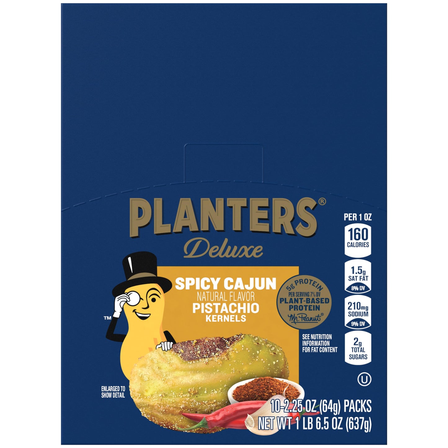 PLANTERS Spicy Cajun Pistachio Kernels, 2.25 oz Pack, Pack of 10